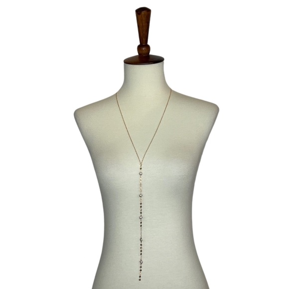 Long Tassel Pearl and Round Disc Necklace - Picture 6 of 16